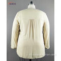 Ladie&#39;s v-hals met lange mouwen weven shirt